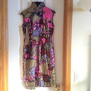 vintage 50s handmade sleeveless cheong sam shift dress EUC